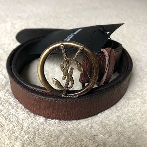 Saint Laurent Brown Leather Belt. New with Tag